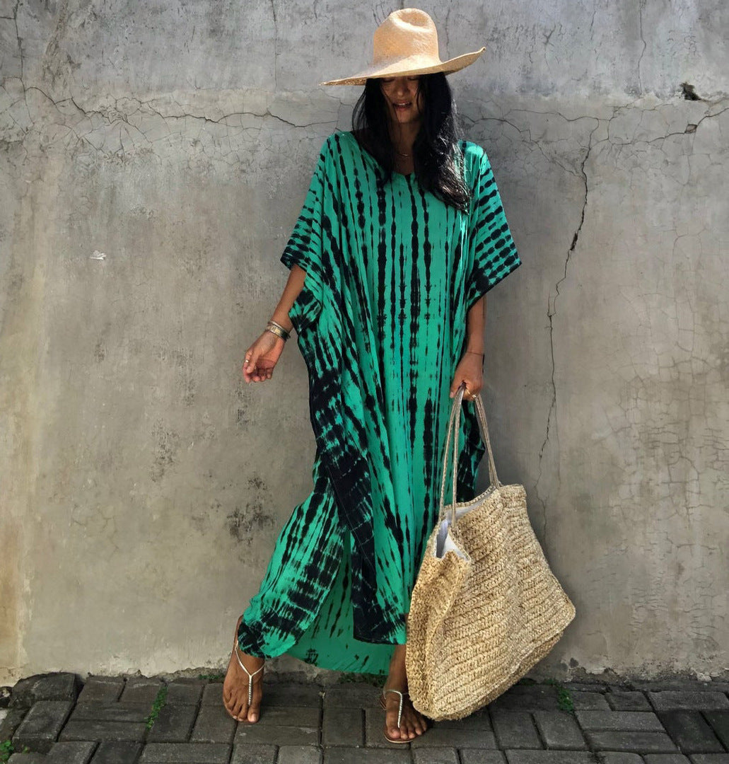Cotton Beach Cover-up Caftan Dress - Lena