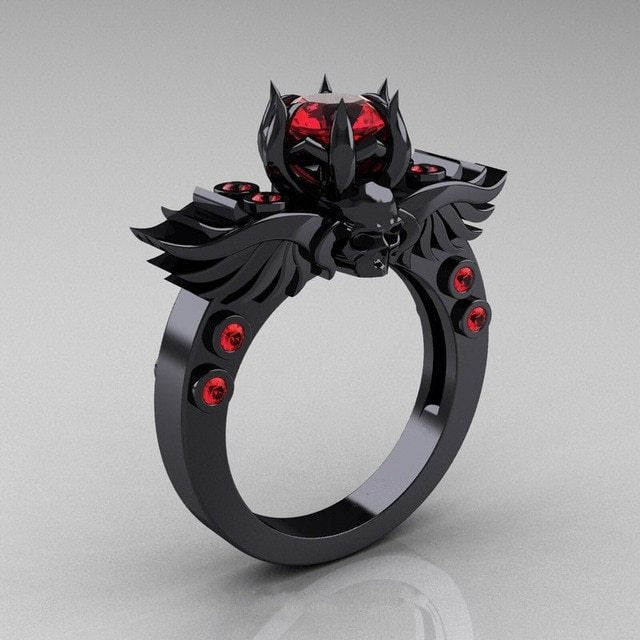 New Style Skull Ring Ruby Ring Style Accessories