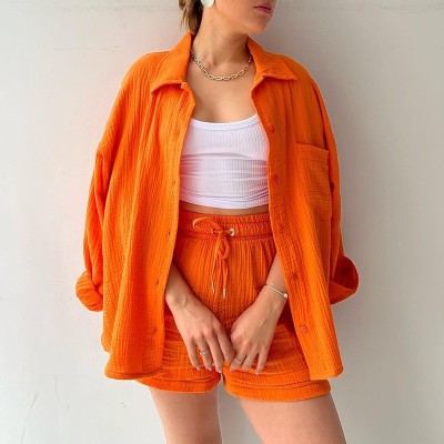 Casual, Spring Summer Set (Orange) - Lena