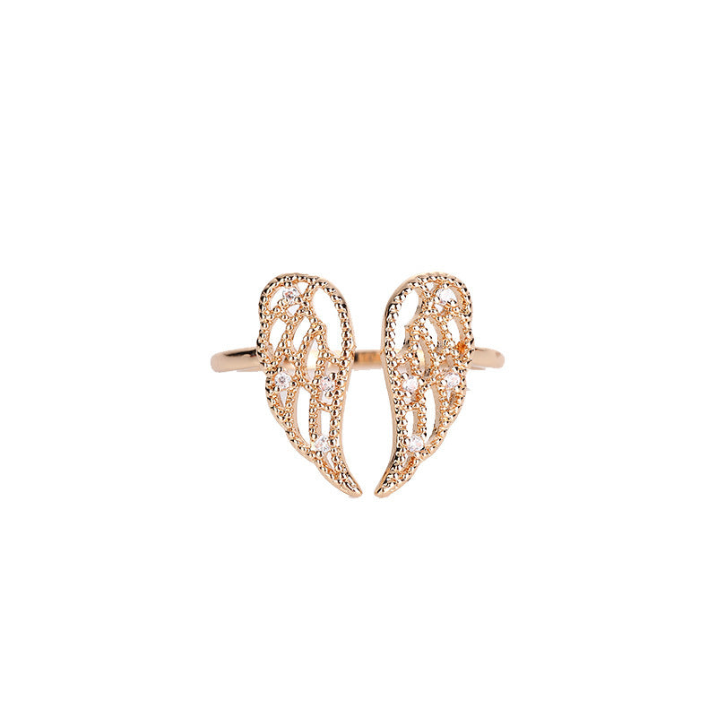 Angel wings with rhinestone rings female