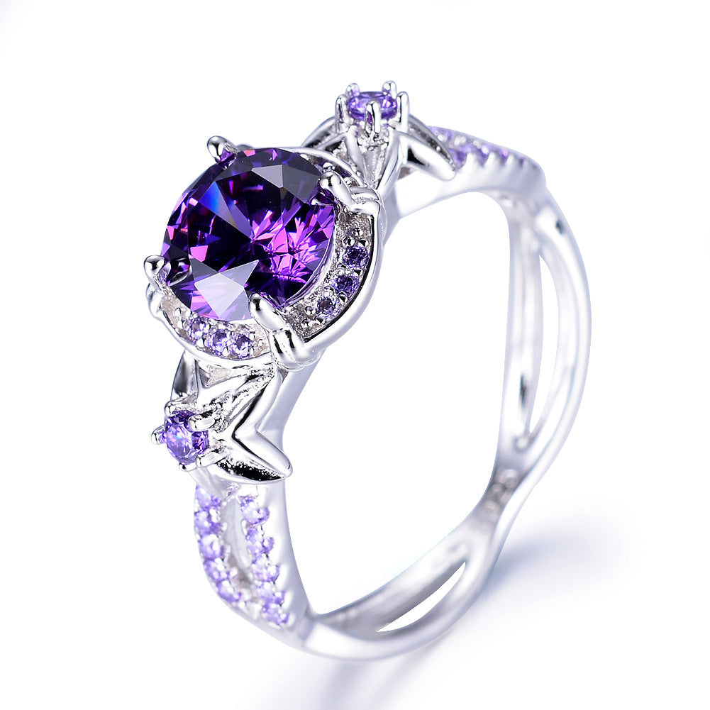 Sterling Silver Blue Square Diamond Ring