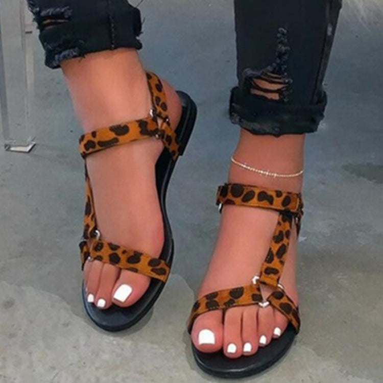 Velcro flat bottomed women's sandals