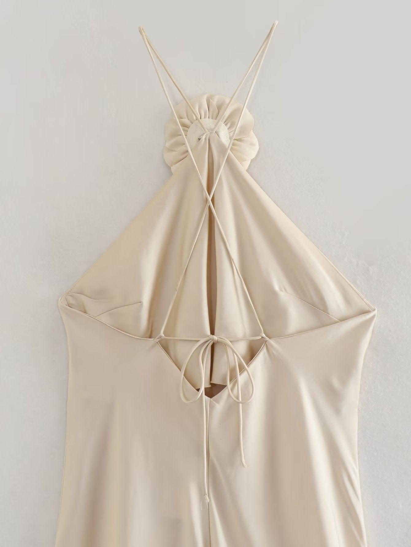 Summer Women Backless Applique Halter Spaghetti Straps Dress - Lena