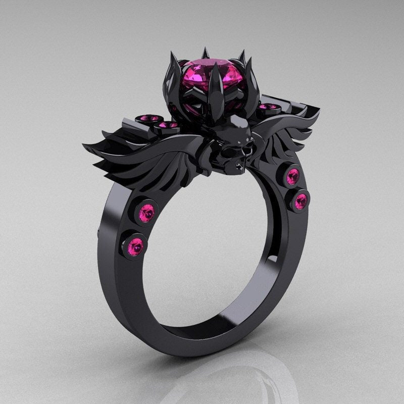 New Style Skull Ring Ruby Ring Style Accessories
