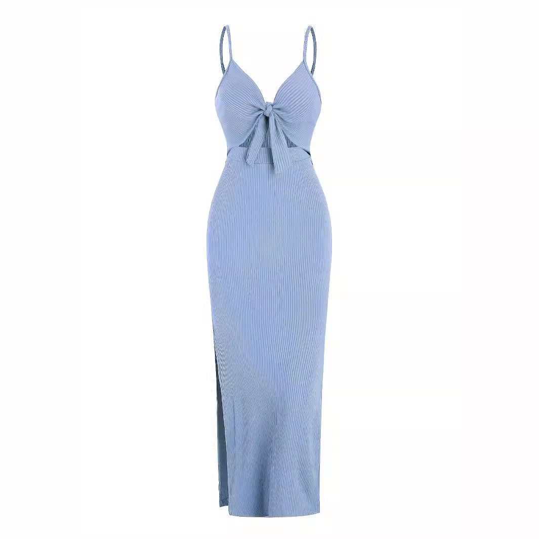 Women's Fashion Suspenders Slit Slim-fitting Dress
