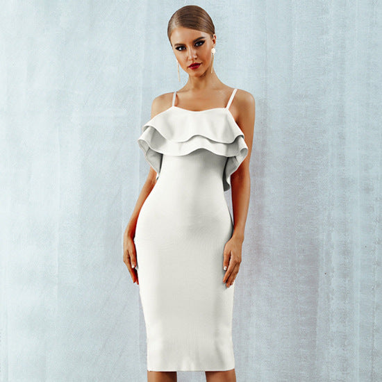 Ruffled sling red Women dress
