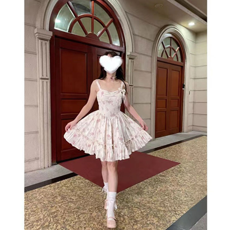 Bow Sweet Girl Floral Dress Women