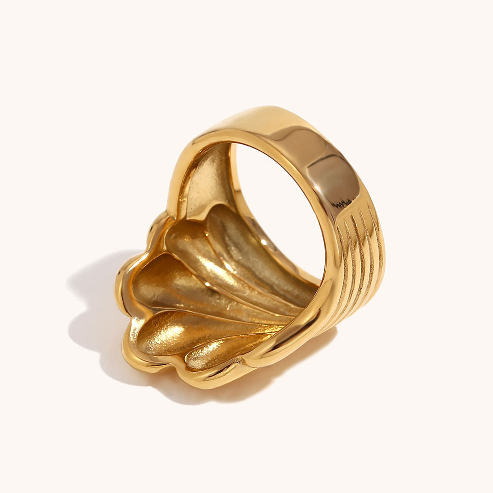 Simple And Light Luxury Stainless Steel Plated 18K Gold Ring