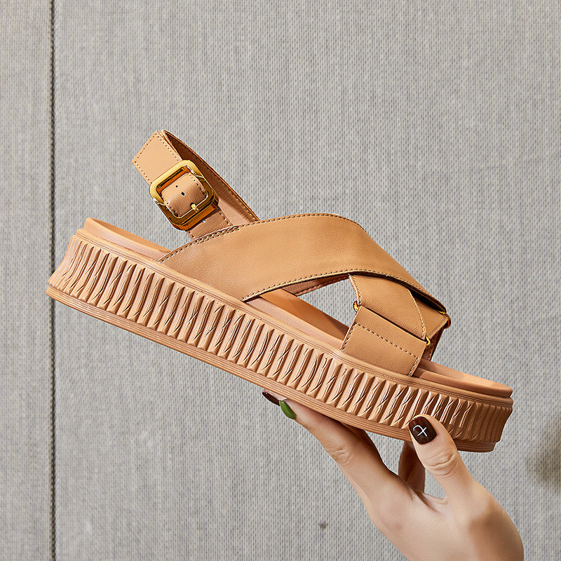 Women's New Platform Casual Flat Leather Sandals