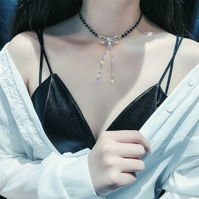 Pearl Bowknot Pendant Necklace Female Trendy Clavicle Chain