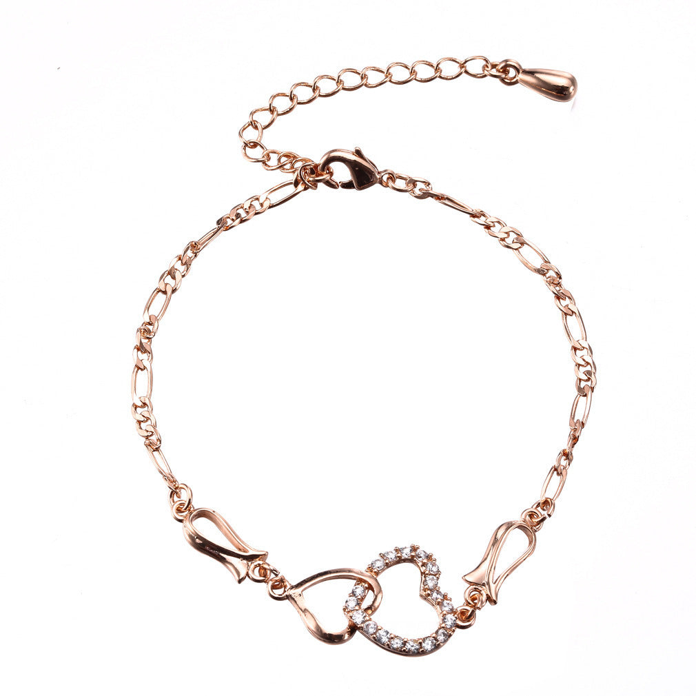 Hollow heart-shaped zircon bracelet