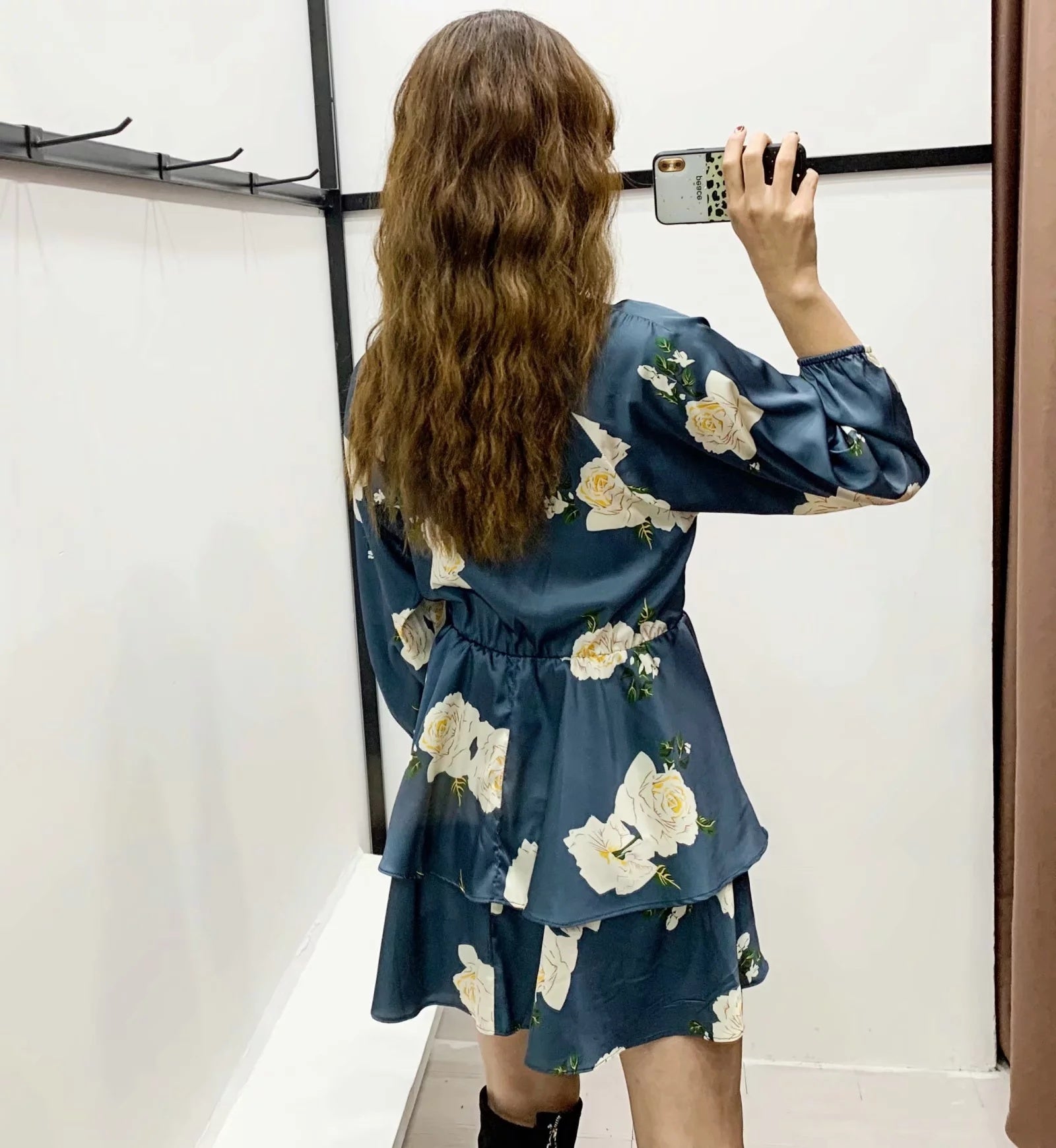 Layered floral print dress