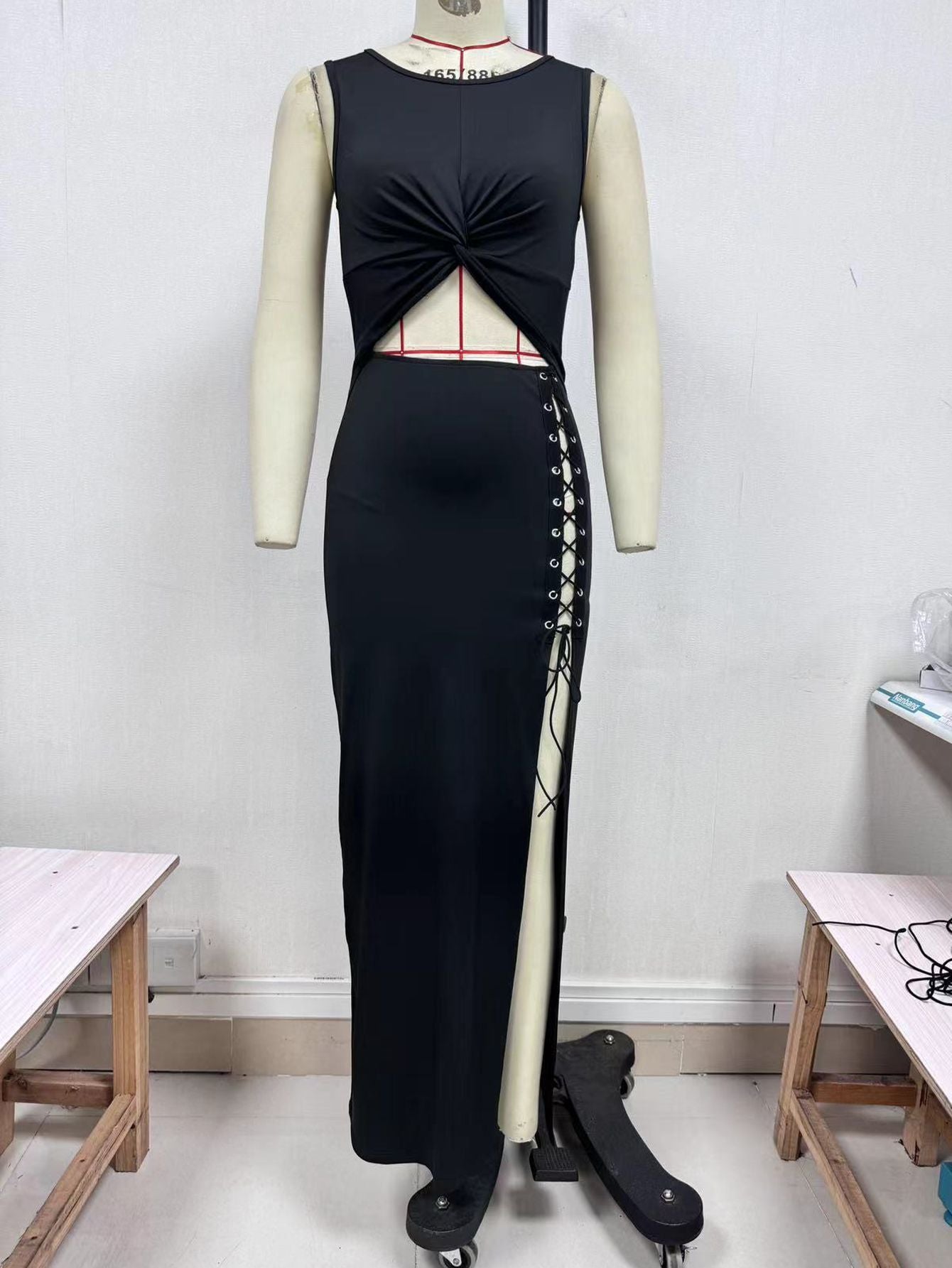 Women's Dark Punk Hollow Corns Lace Up Dress