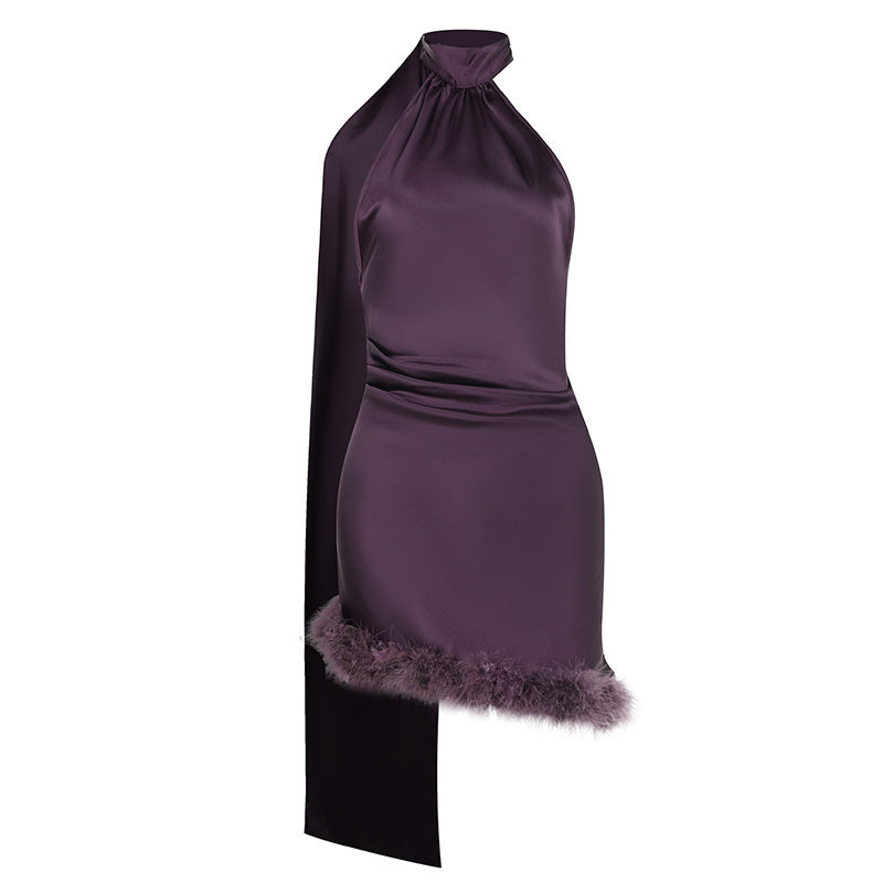 Spice Girl Satin Halterneck Dress Temperament