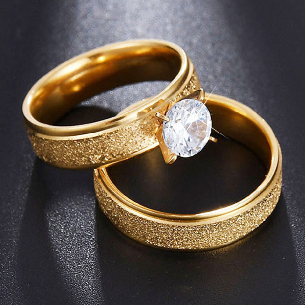 304 stainless steel ring Korean frosted couple
