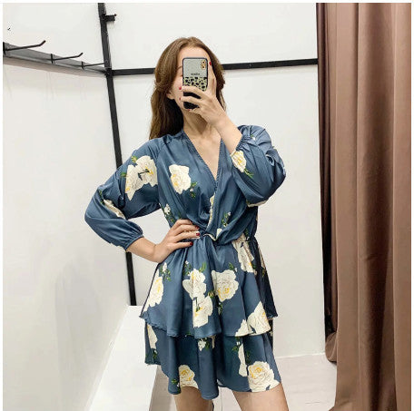 Layered floral print dress