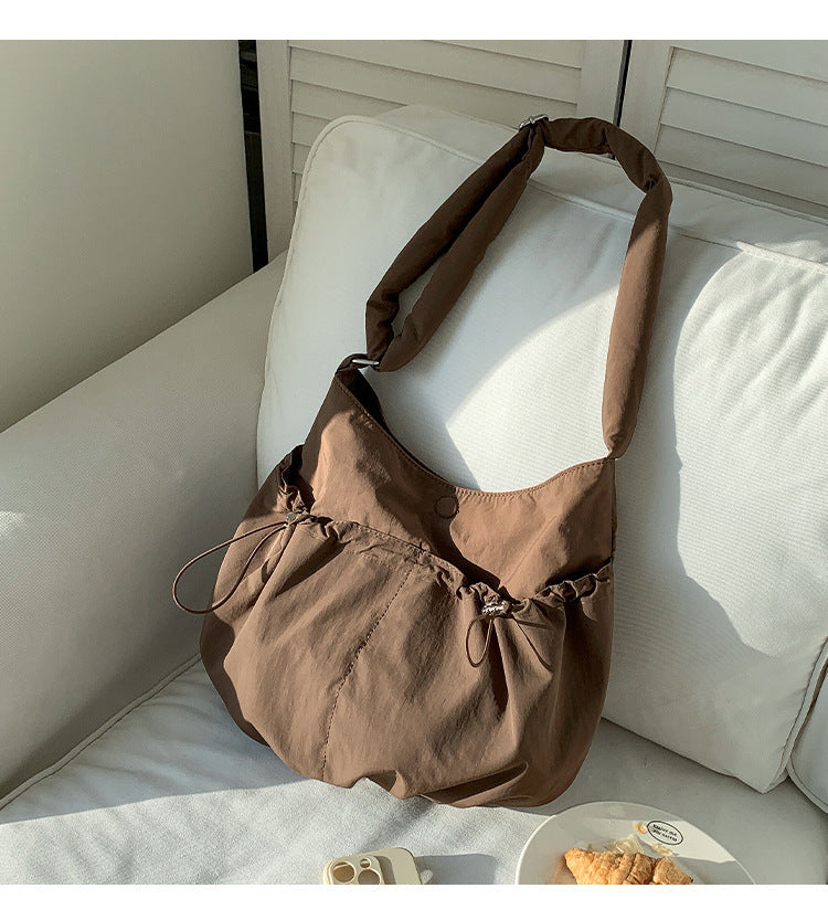 Pleated Casual Korean Style Nylon Crossbody Shoulder Bag