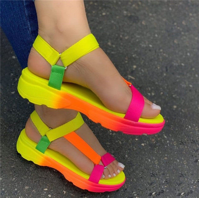 Velcro flat bottomed women's sandals