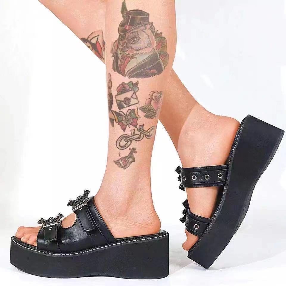 Outer Wear Large Size Round Head Fish Mouth Sponge Cake Bottom Sandals