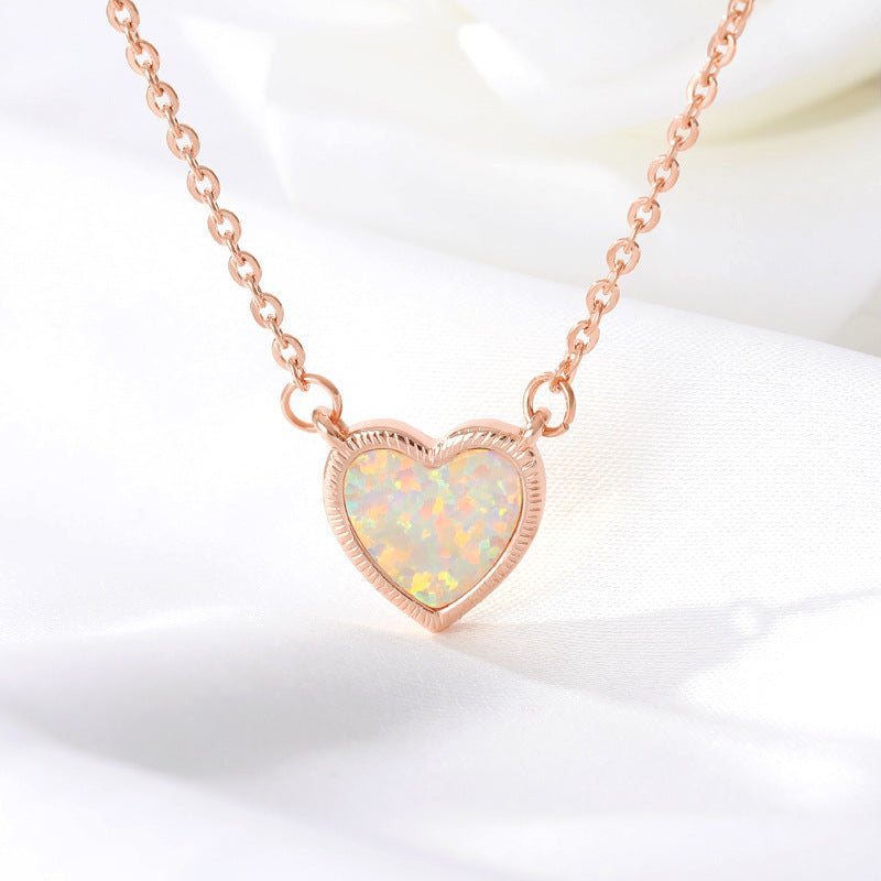 Romantic Heart Necklace Copper Zircon Pendant Necklace