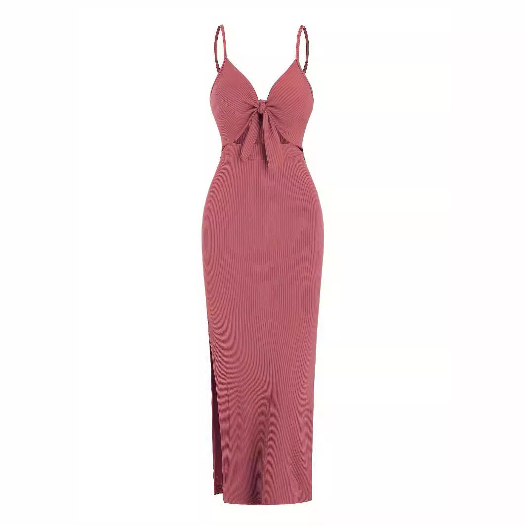 Women's Fashion Suspenders Slit Slim-fitting Dress