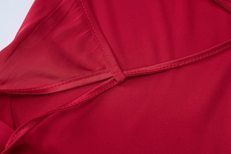 Women's Clothing Pure Color Halter Backless Thin Strap Hip Bag Dress