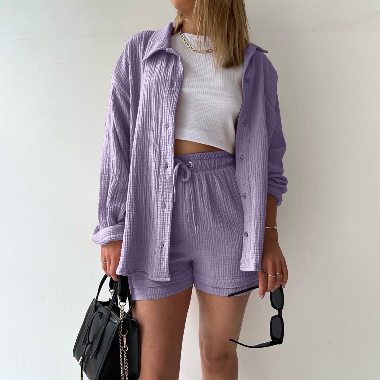 Casual, Spring Summer Set (Light Purple) - Lena