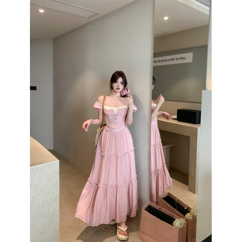 Women's Stitching Design Sense Pure Desire Sweet Slim Fit Top Suit