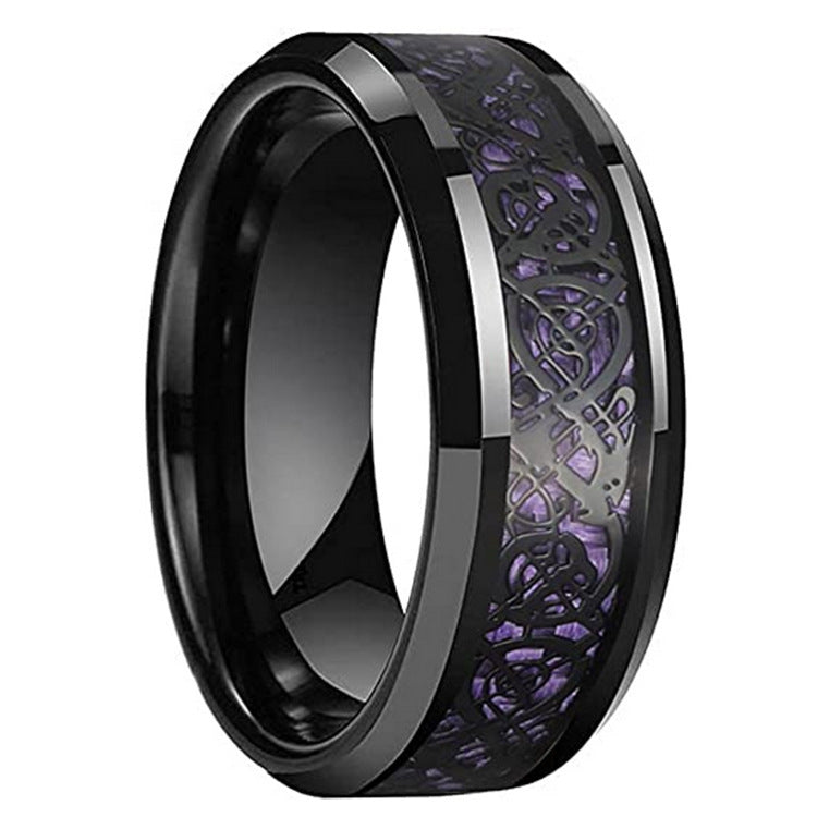Tungsten Gold Men's 8mm Wide Jewelry Step Inlay