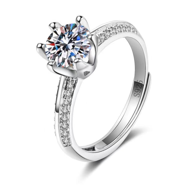 Moissanite Classic Six-claw 1 Karat Open Rings