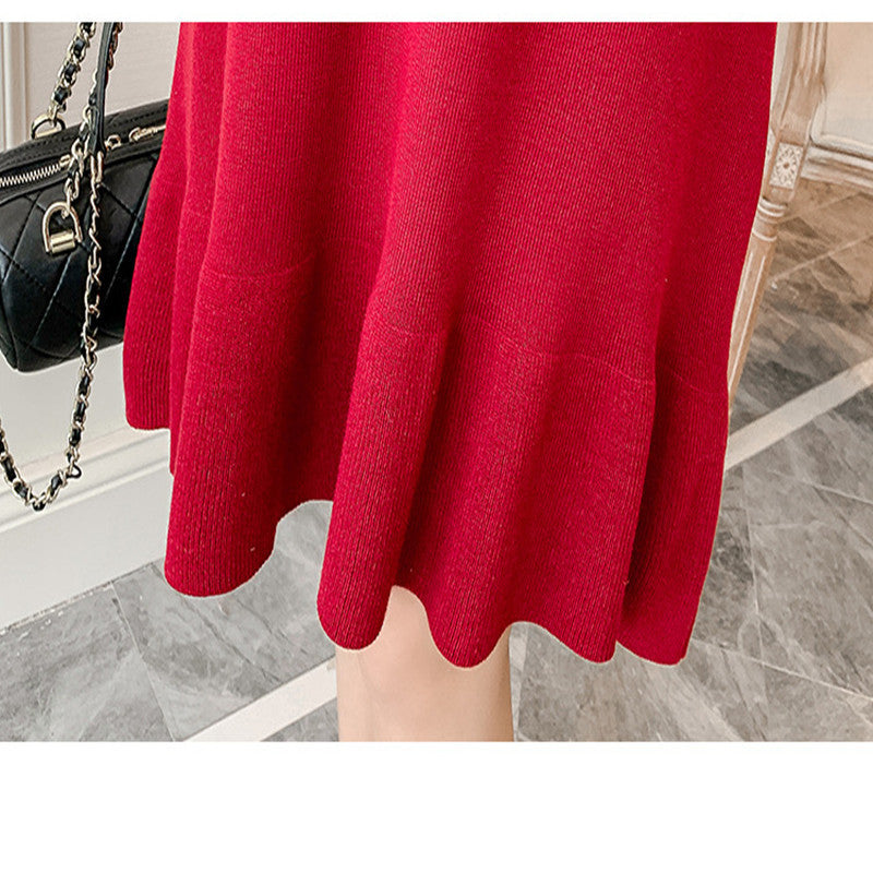 Spring And Autumn New Maternity Dress Fashion Knitted Stitching