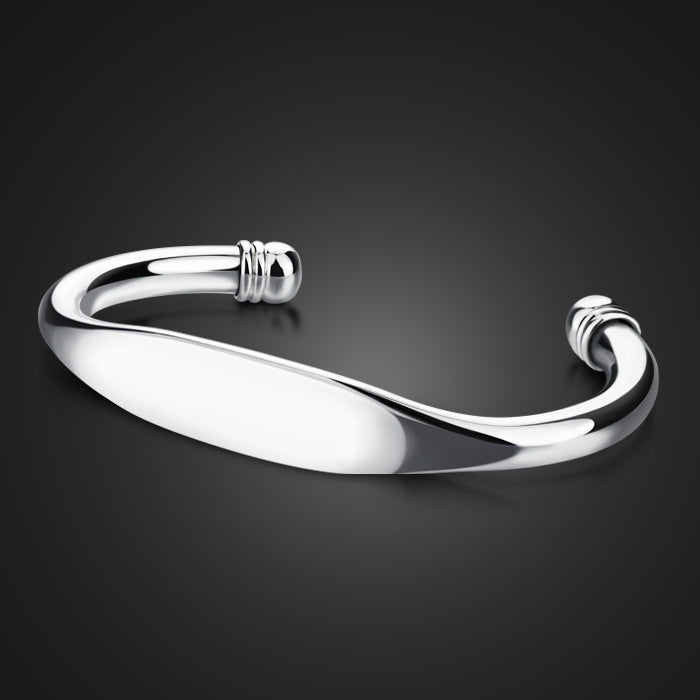 Fashionable Simple Glossy Bracelet 925 Silver Plated Men And Women Couple Bracelets