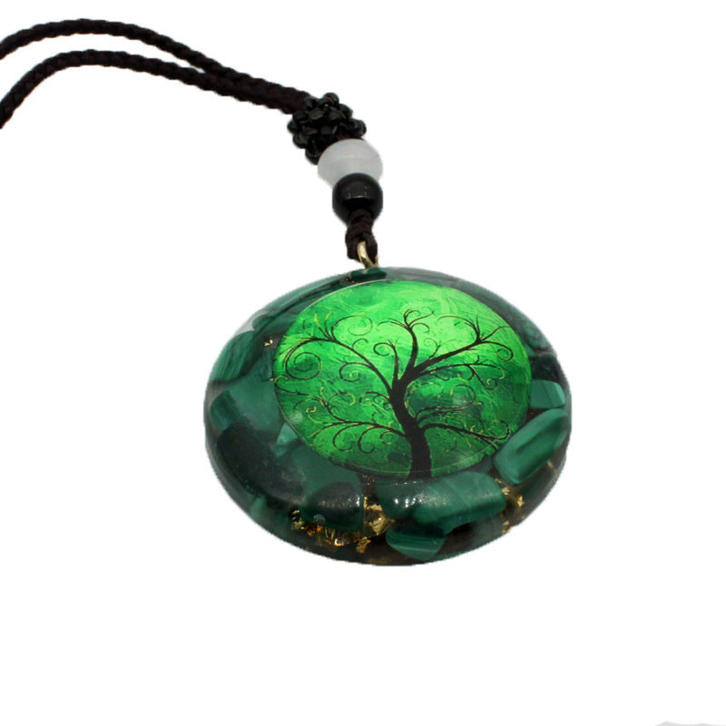 Gravel Tree Of Life Pendant Resin Necklace