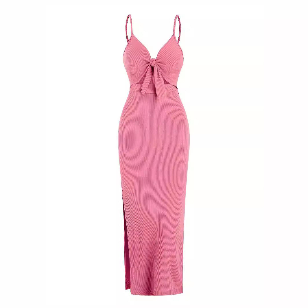 Women's Fashion Suspenders Slit Slim-fitting Dress