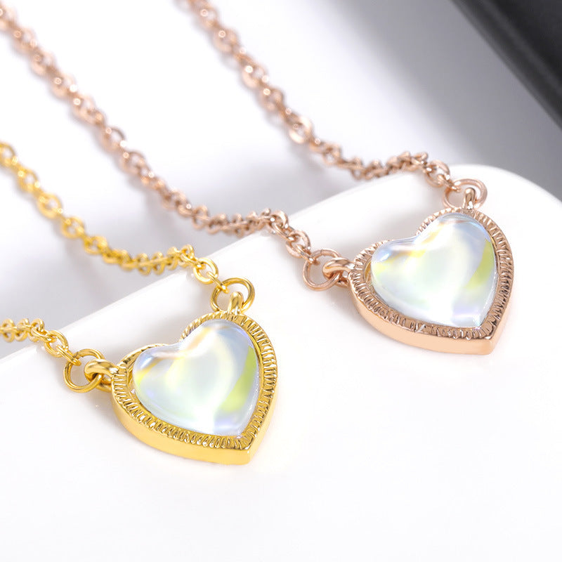 Romantic Heart Necklace Copper Zircon Pendant Necklace
