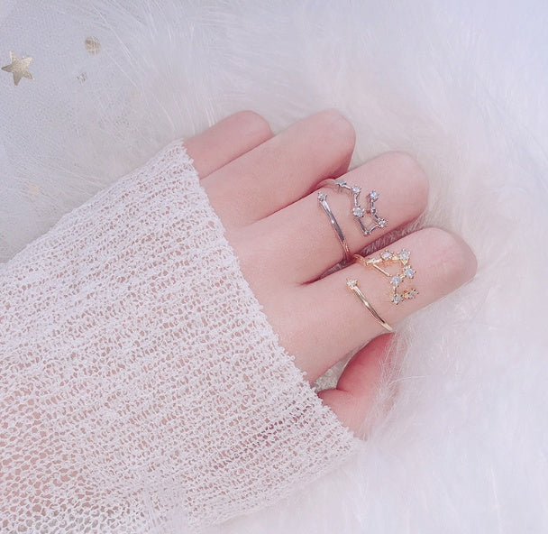 12 constellations star rings
