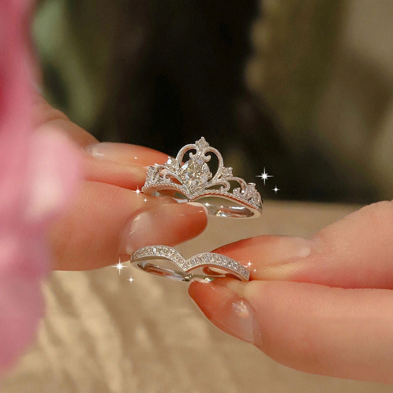 Crown Ring Female Design Wedding Opening Adjustable