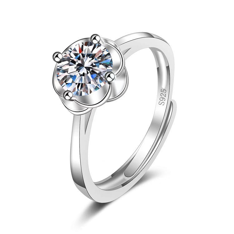 Moissanite Classic Six-claw 1 Karat Open Rings