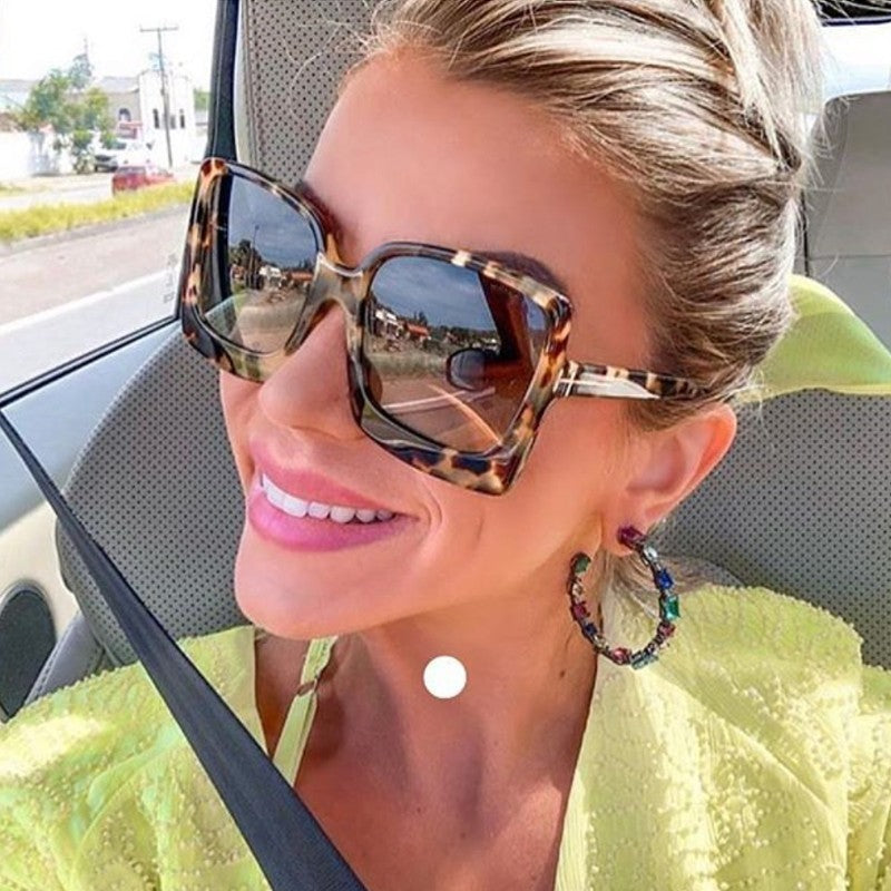 Leopard color large frame sunglasses - Lena