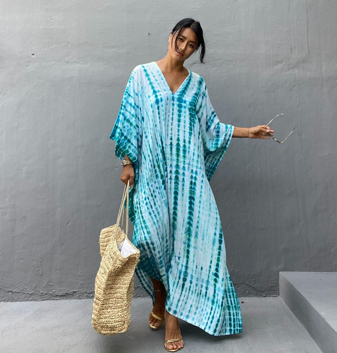 Cotton Beach Cover-up Caftan Dress - Lena