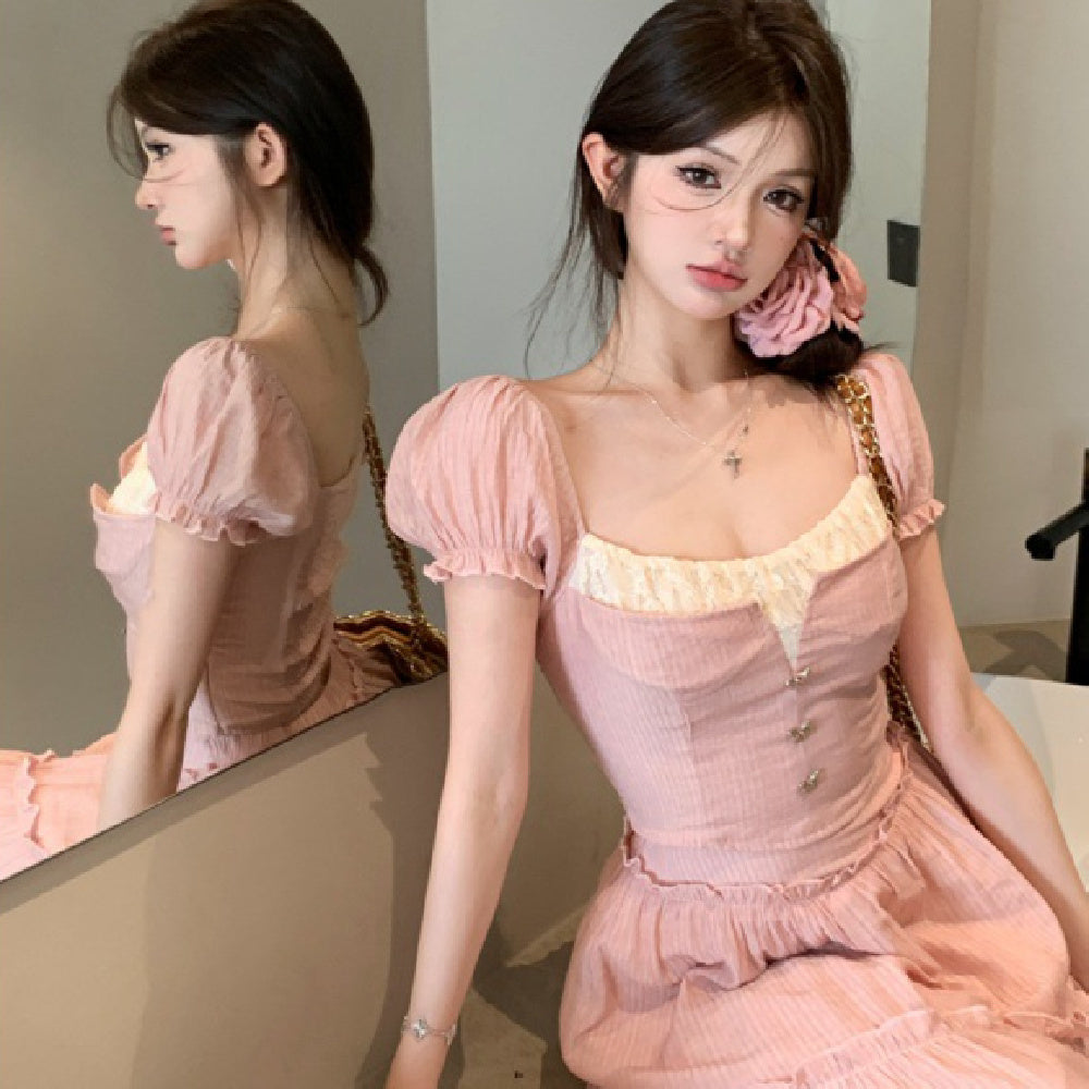 Women's Stitching Design Sense Pure Desire Sweet Slim Fit Top Suit