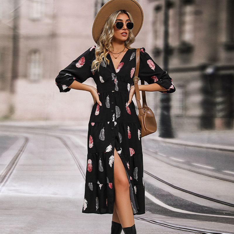 Floral Print Long Sleeve Dress