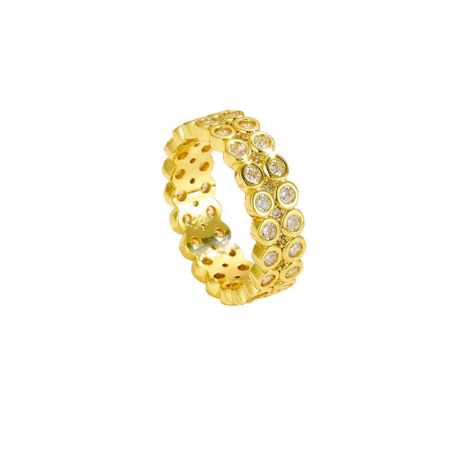 Personalized Fashionable All-match Micro Inlaid Zircon Row Diamond Ring Female