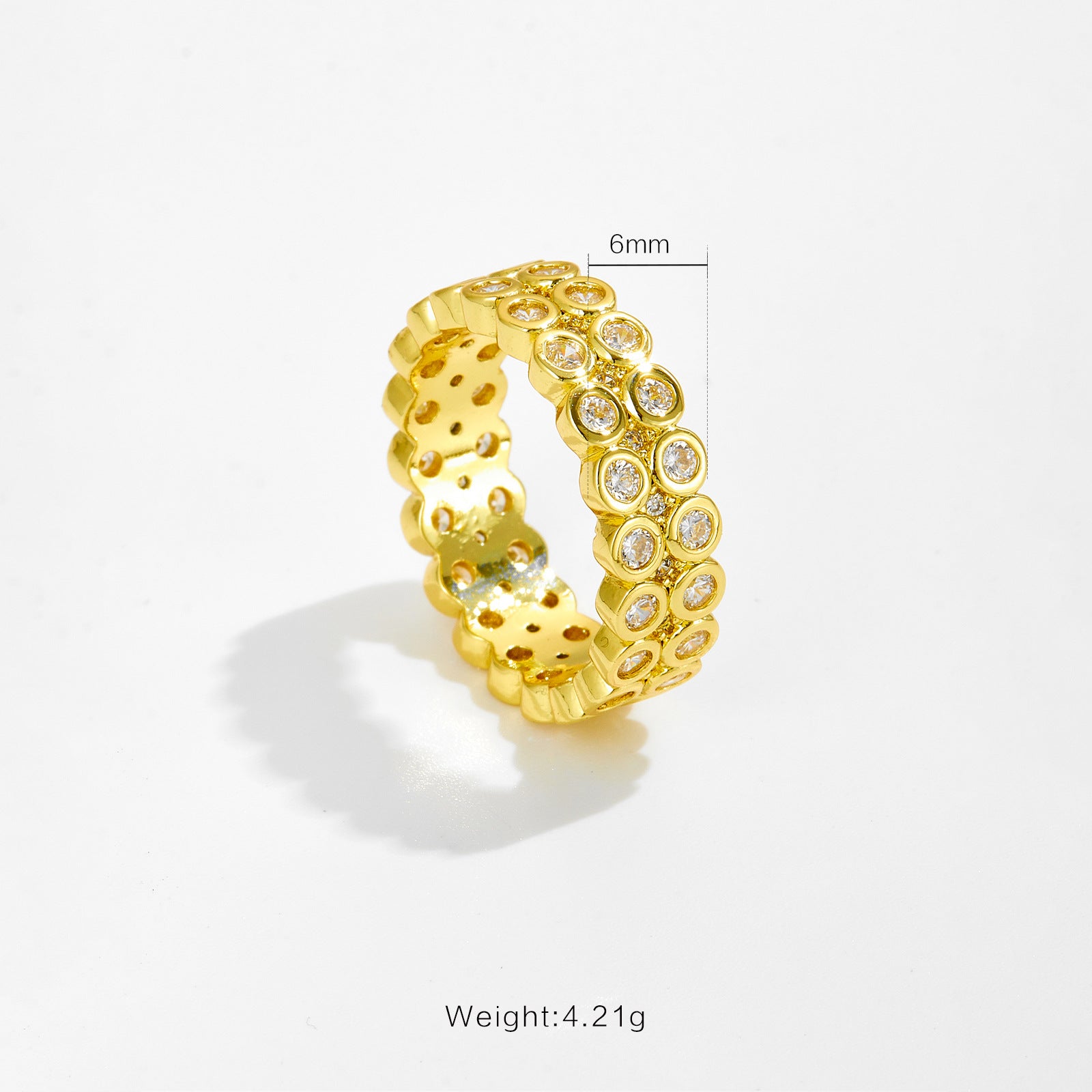 Personalized Fashionable All-match Micro Inlaid Zircon Row Diamond Ring Female