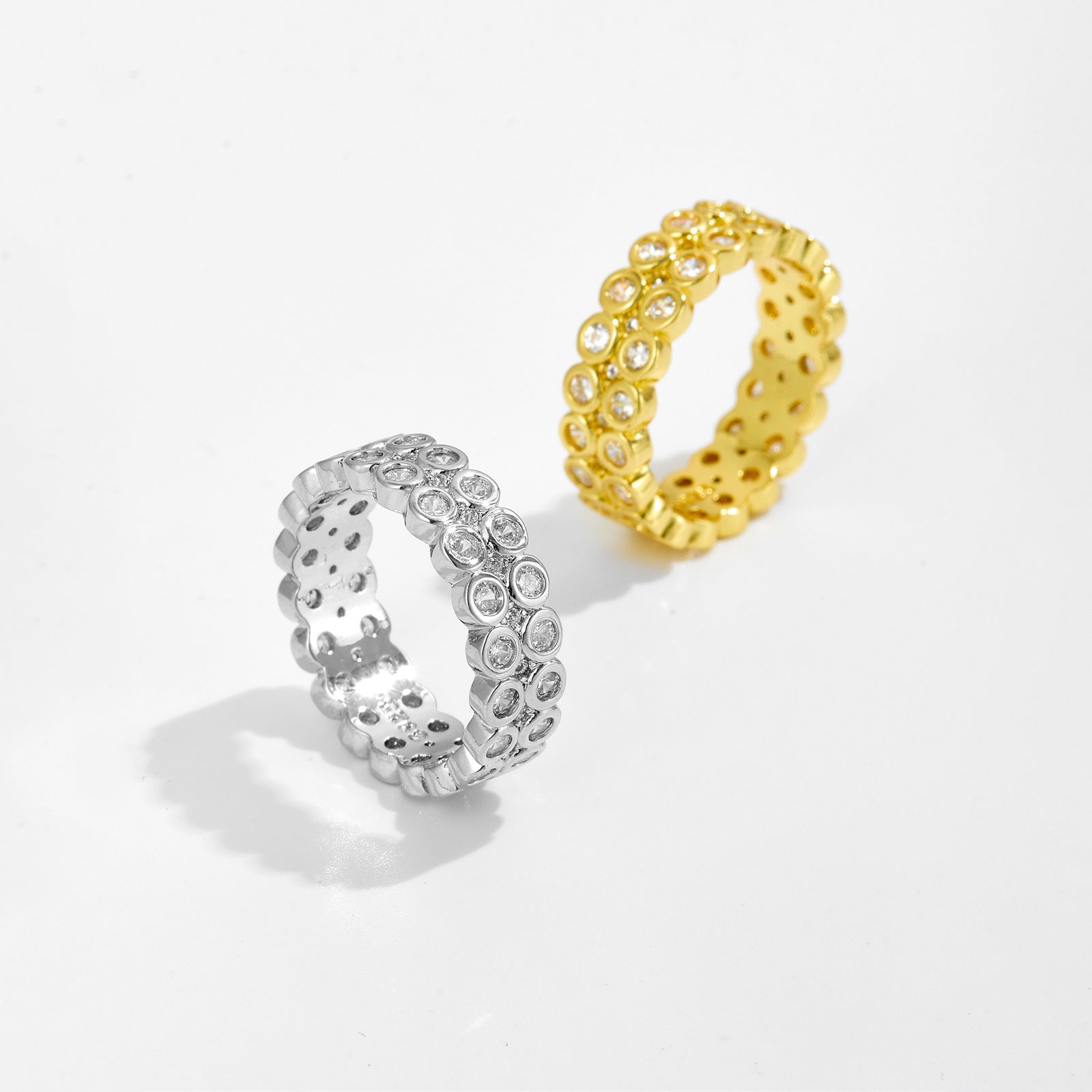 Personalized Fashionable All-match Micro Inlaid Zircon Row Diamond Ring Female