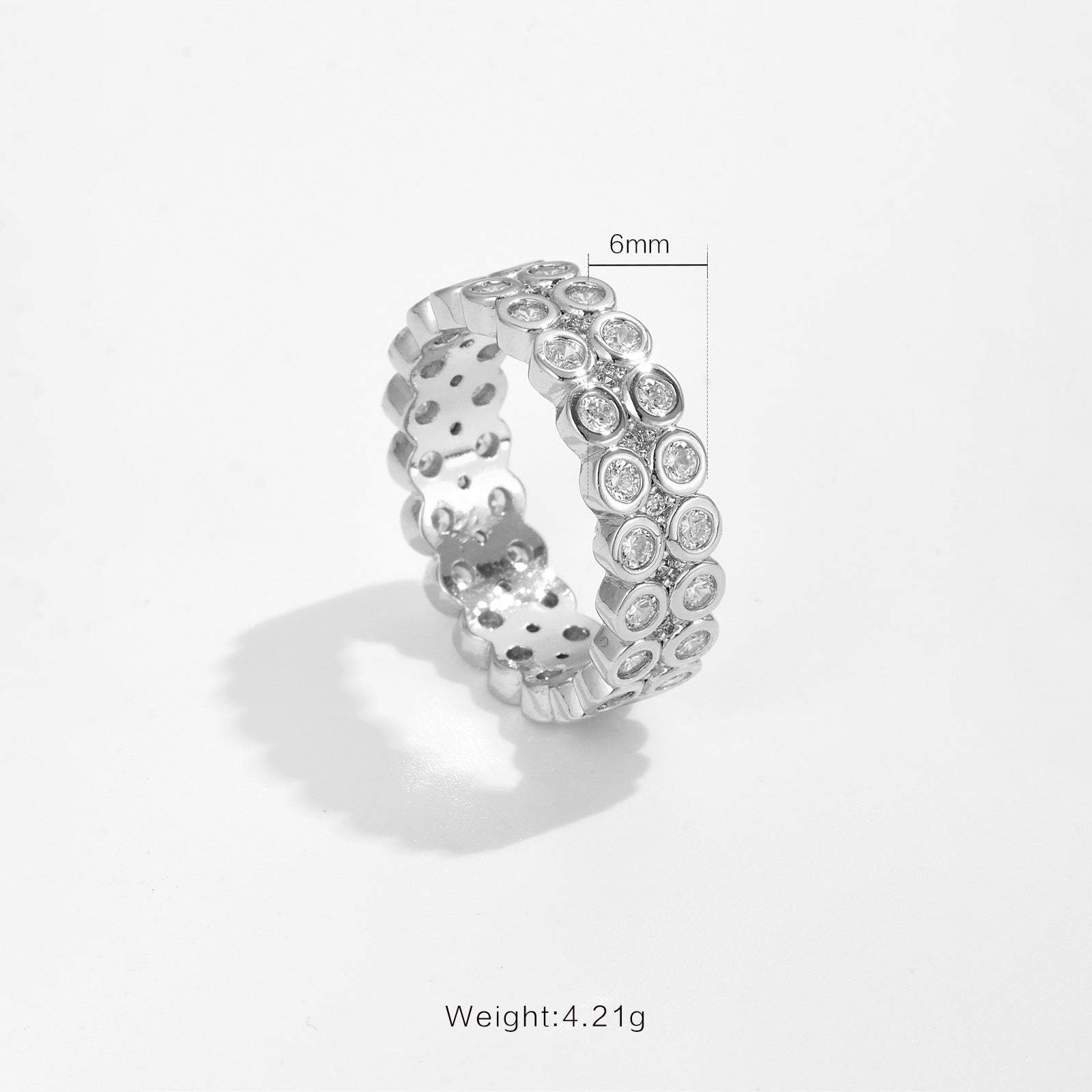 Personalized Fashionable All-match Micro Inlaid Zircon Row Diamond Ring Female