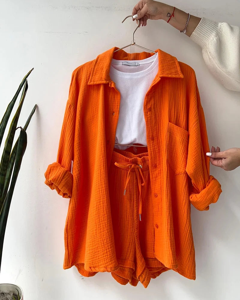 Casual, Spring Summer Set (Orange) - Lena