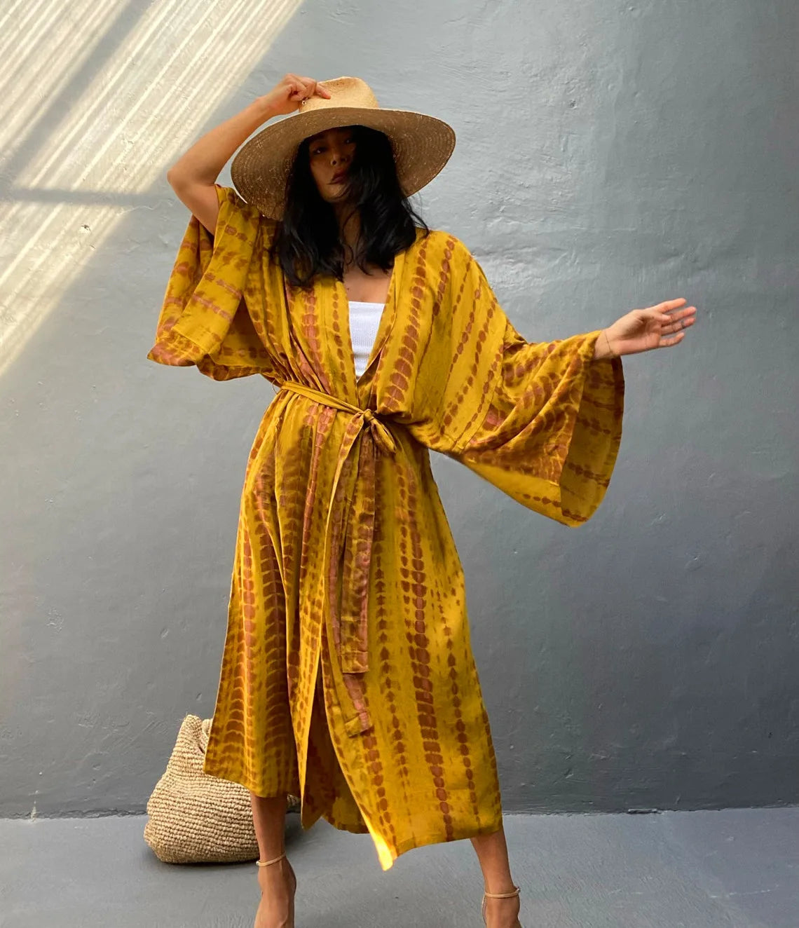 Casual, Beach coverup (Yellow Red) - Lena