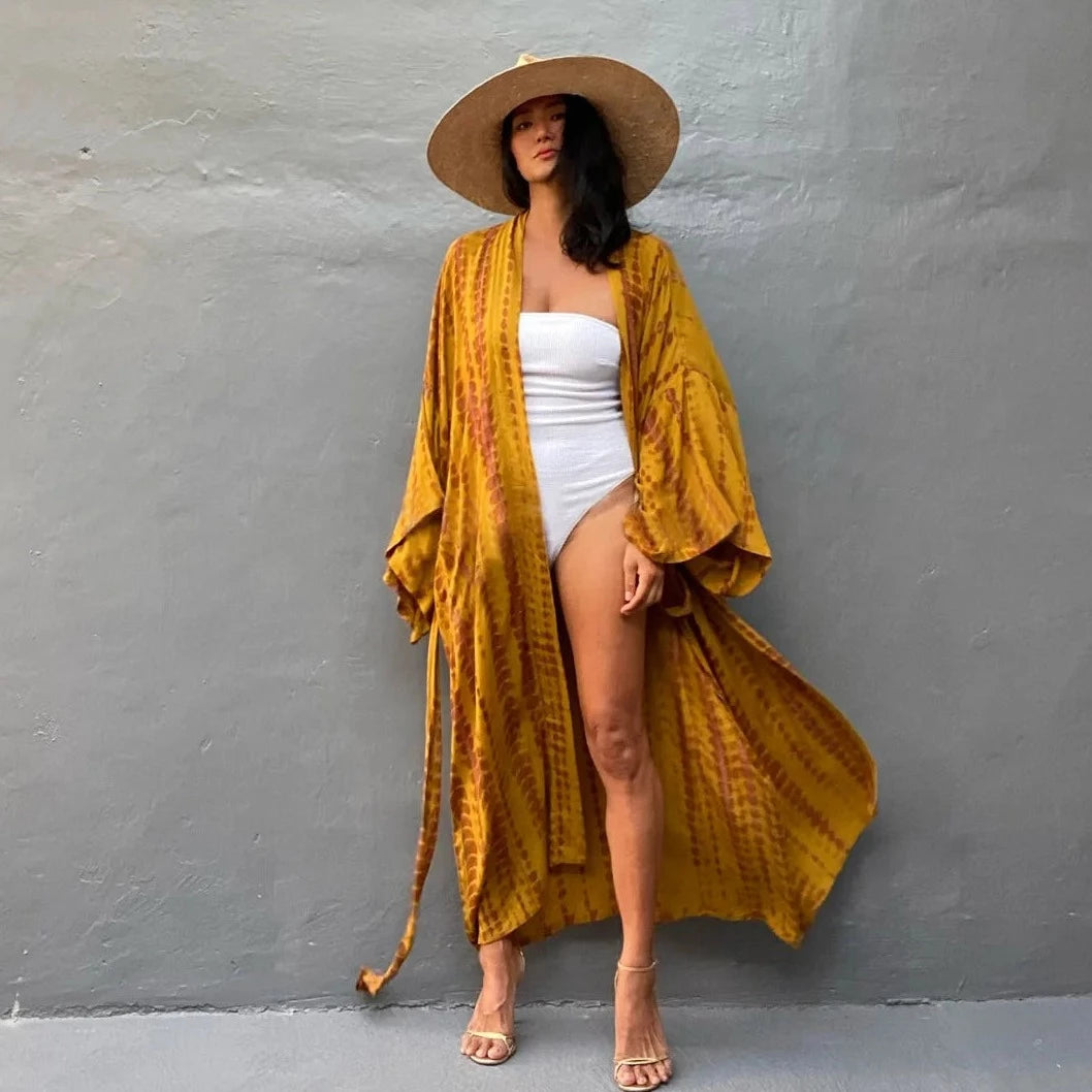 Casual, Beach coverup (Yellow Red) - Lena