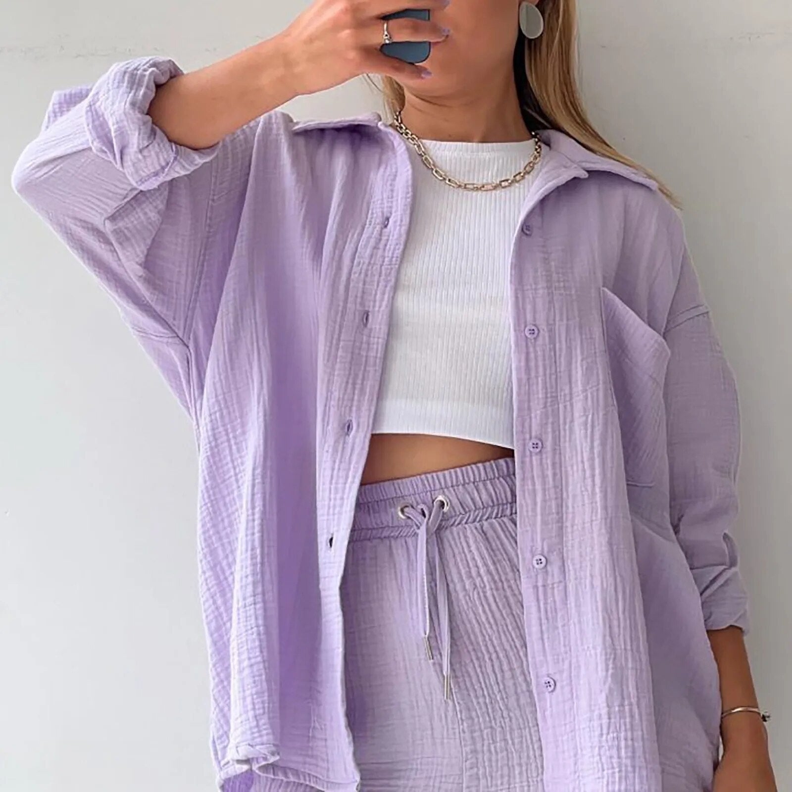 Casual, Spring Summer Set (Light Purple) - Lena